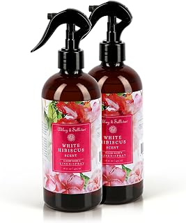 Abbey & Sullivan Linen Spray, White Hibiscus, Fabric Freshener and Fragrance Room Spray, Pack of 2, 16 oz