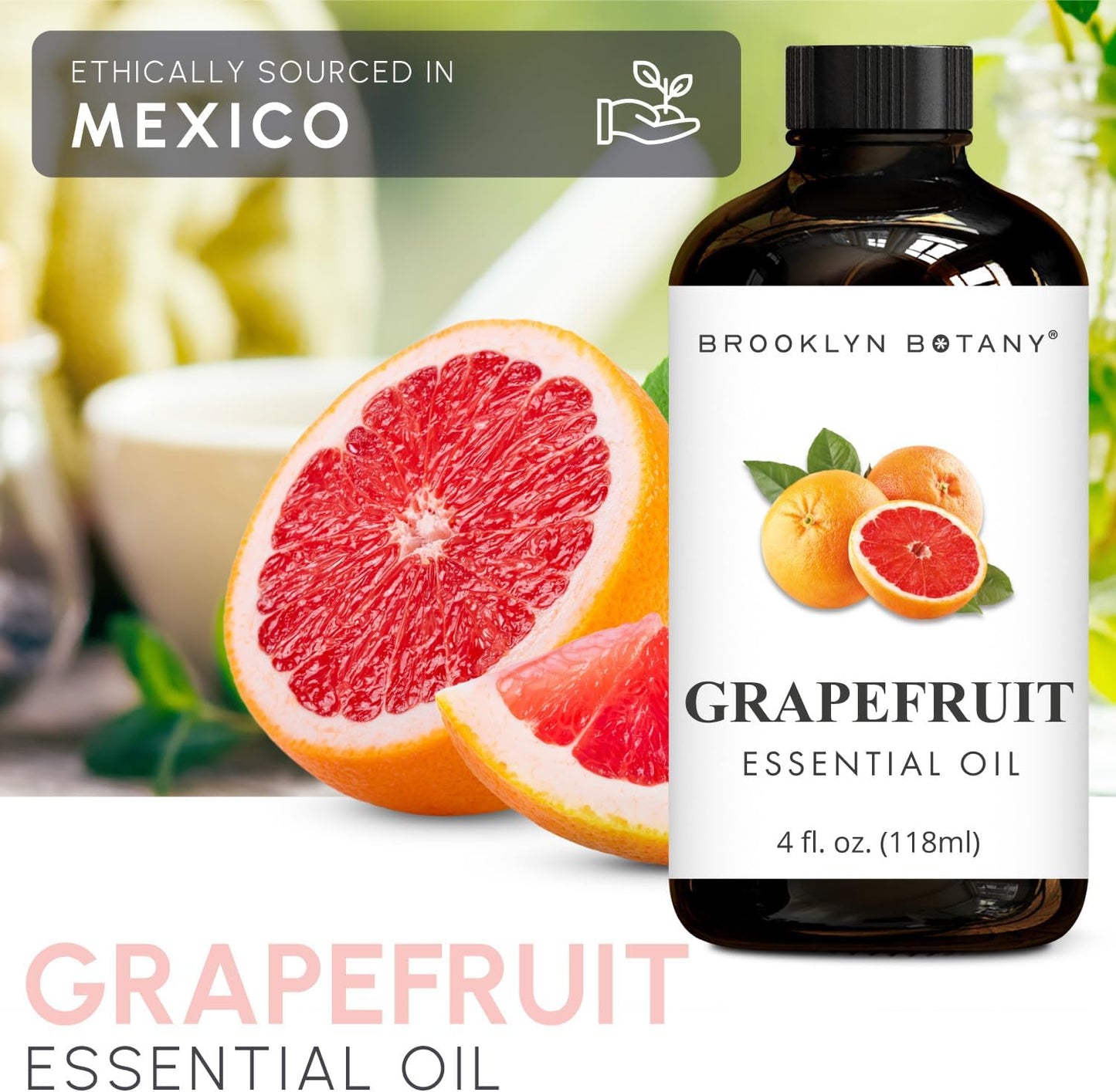 Brooklyn Botany Sweet Orange & Grapefruit Essential Oils – 4 Fl Oz (Pack of 2) – 100% Pure & Natural – Juicy & Refreshing Aromatherapy Blend