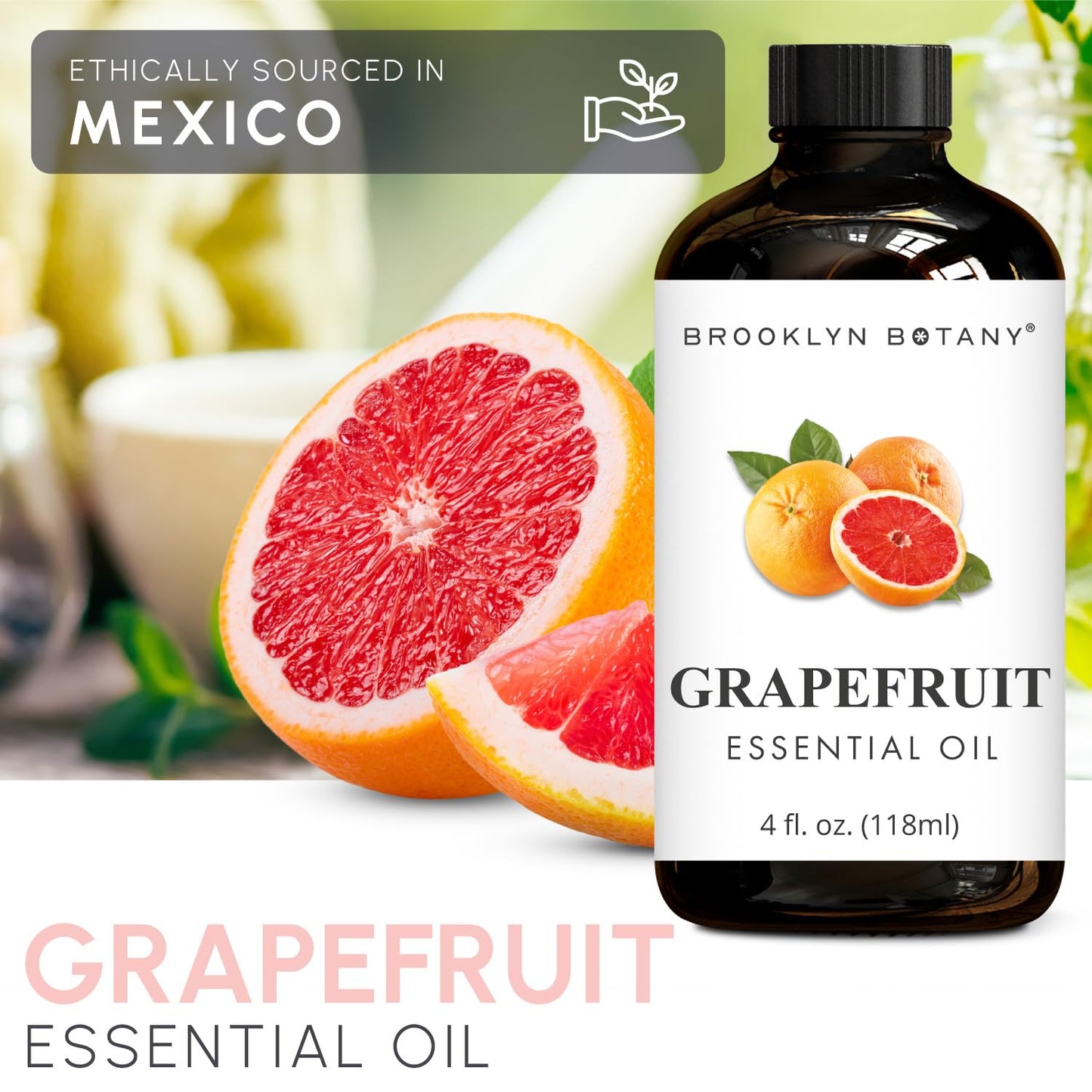 Brooklyn Botany Grapefruit & Eucalyptus Essential Oils – 4 Fl Oz (Pack of 2) – 100% Pure & Natural – Refreshing & Invigorating Aromatherapy Blend