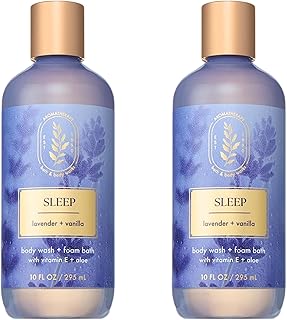 Bath & Body Works Lavender Vanilla Body Wash & Foam Bath, Aromatherapy Cleanser with Vitamin E & Aloe, Non-Drying & Gentle for Daily Use, 10 fl oz - 2 Pack