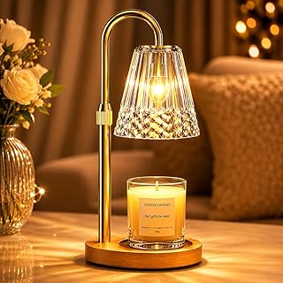 TATAANTY Candle Warmer Lamp with Timer and Dimmer, 4 Brightness Levels, Wooden Base, Mothers Day Gifts, Birthday Gift for Women, Golden, Home Decor Suitable for Bedroom, Offices, Living Rooms