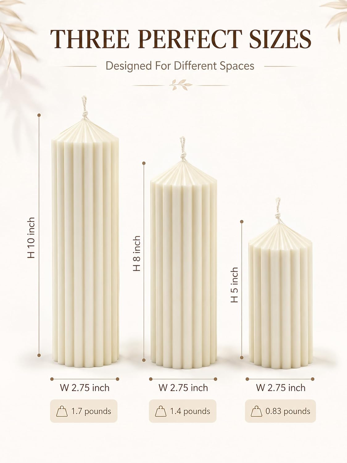 White Ribbed Pillar Candle