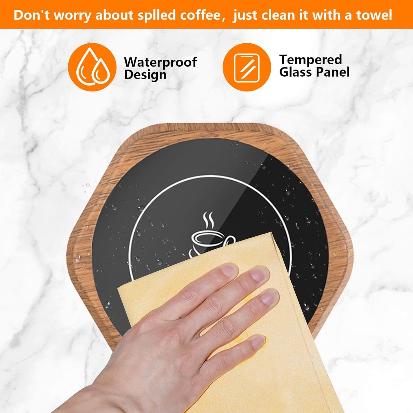 Coffee Mug Warmer: Smart Beverage Heating Plate Candle Wax Cup Warmer Electric Thermostat Coaster for Hot Coffee Milk Tea Water Cocoa Desk Home Office Use (R1 Wood Grain)