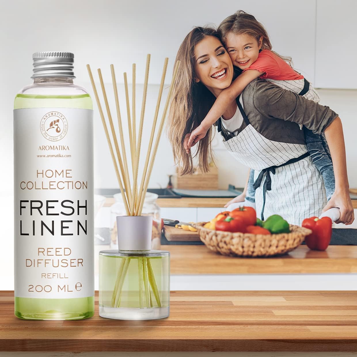 Reed Diffuser Refill Fresh Linen 6.8 Fl Oz (200ml) - Room Diffuser Refill - Home Fragrance - Scented Diffuser - Fresh Aroma - Room Fragrance - Scented Diffuser