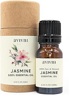 Avivni Jasmine Organic Essential Oil - 100% Pure & Natural, Undiluted for Aromatherapy, Skin, Hair, Diffuser (0.33oz - 10ml)