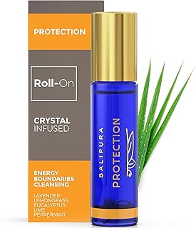 BALIPURA - Protection Roll On with Peppermint Essential Oil, Protection Healing Crystals - Clary Sage Oil Essential Oil - Essential Oils for Body