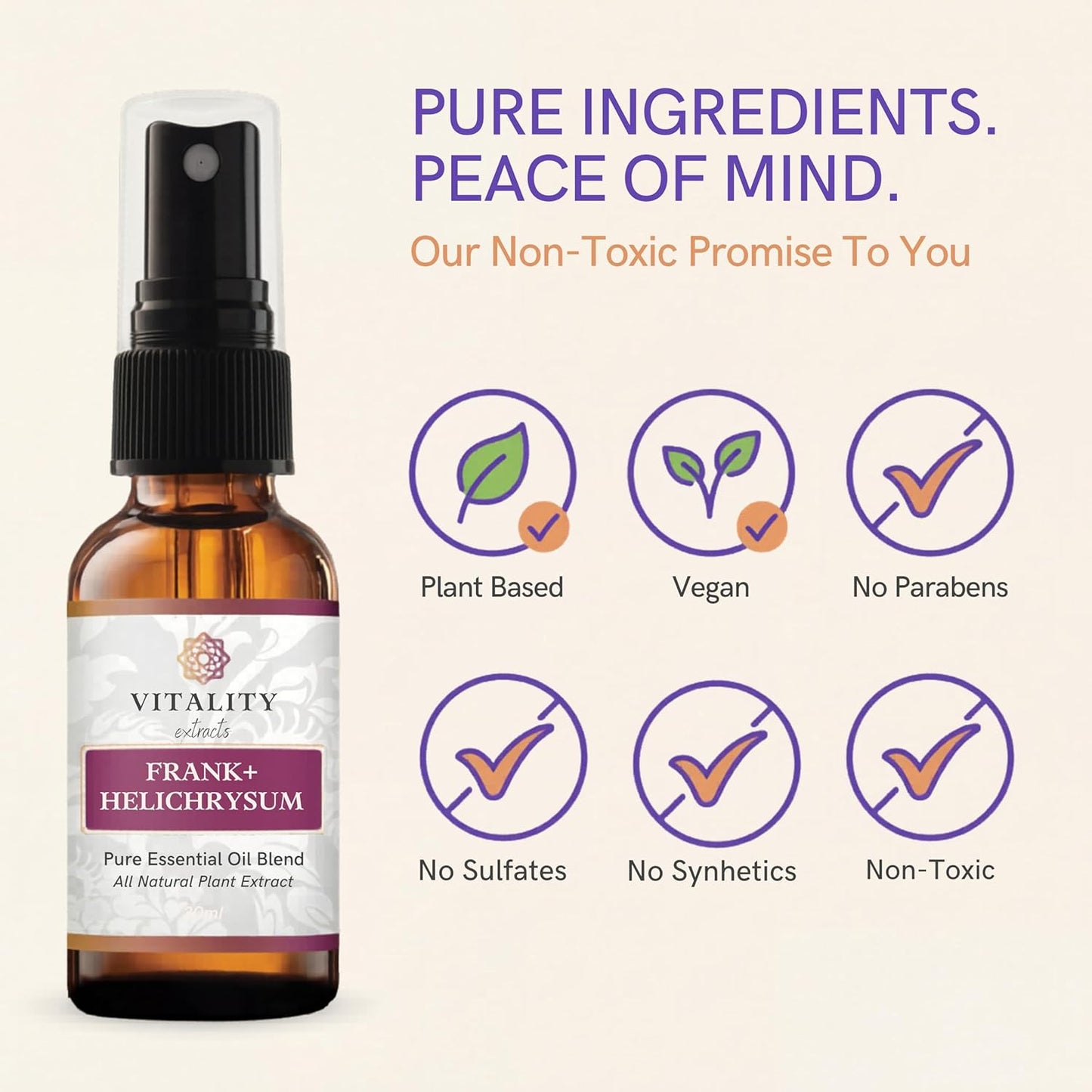Vitality Extracts Frank+ Helichrysum Essential Oil Blend - 30ml Spray Bottle, Frankincense Boswellia Seratta, Aromatherapy, Soft Skin, Relief from Daily Aches & Soreness, Natural