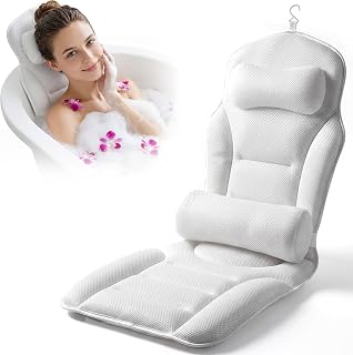 Full Body Bath Pillow for Bathtub, Adjustable Bathtub Pillows for Head and Neck Support, Extra Long Thick Bathtub Cushion with 192 Non-Slip Power Suction Cups, Spa Present Bath Pillow (52" x 17")