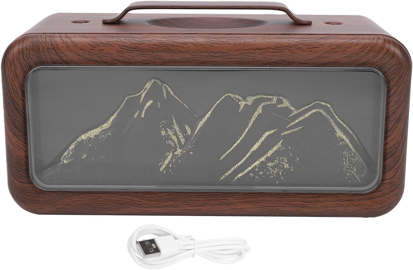 Zopsc Humidifier, Essential Oil Diffuser 600ml, Aromatherapy Diffuser with Dual Spray & Light, USB Cool Mist Humidifier for Home Bedroom Office (Dark Wood Grain)
