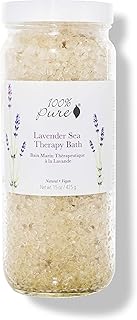 100% PURE Lavender Sea Therapy Bath Soak, Bath Salts for Relaxation, Made with Lavender Essential Oil, Spa Kit for Home, Bath Soak with Essential Oils - 15 Oz