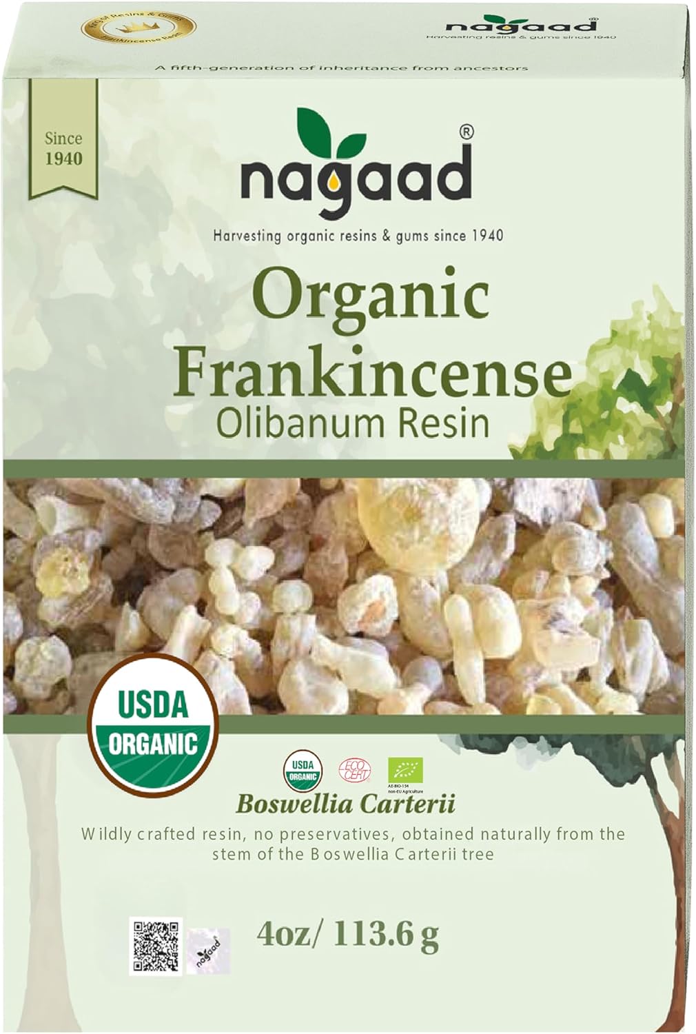 Organic Frankincense Resin (Boswellia Carterii), 4 oz – USDA Certified Chruch Incense, Premium Grade, 100% Pure & Wild-Harvested Luban Frankincense for Aromatherapy, Meditation & Air Purification