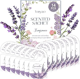 14 PCS Lavender Sachets Bags for Drawers and Closets, Long Lasting Scented Sachets Air Fresheners, Natural Odor Eliminator, Home Fragrance for Wardrobe, Shoe Cabinet, Car & Bathroom Potpourri Bag