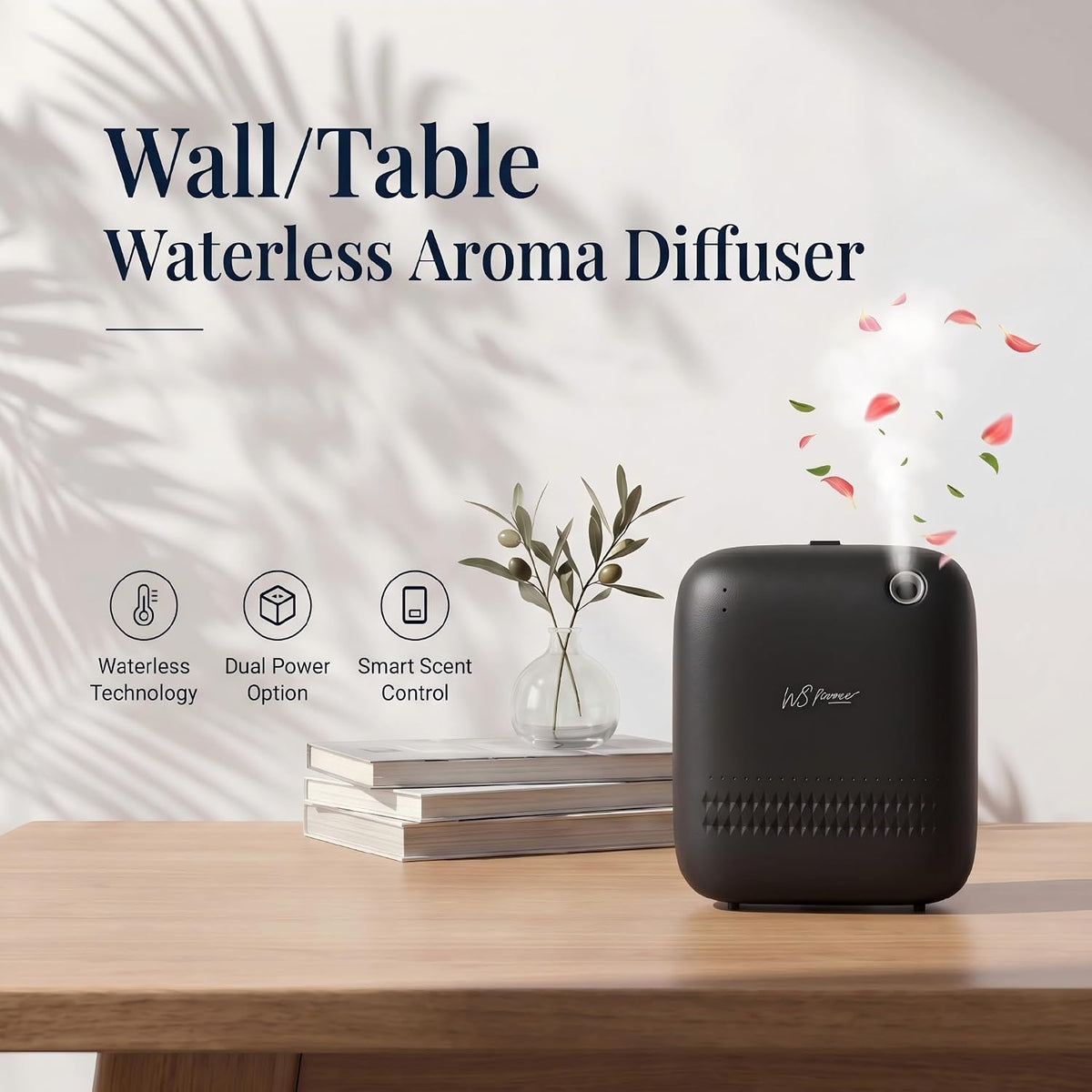 Battery Waterless Essential Oil Diffuser, 1000 Sq Ft Scent Machine
