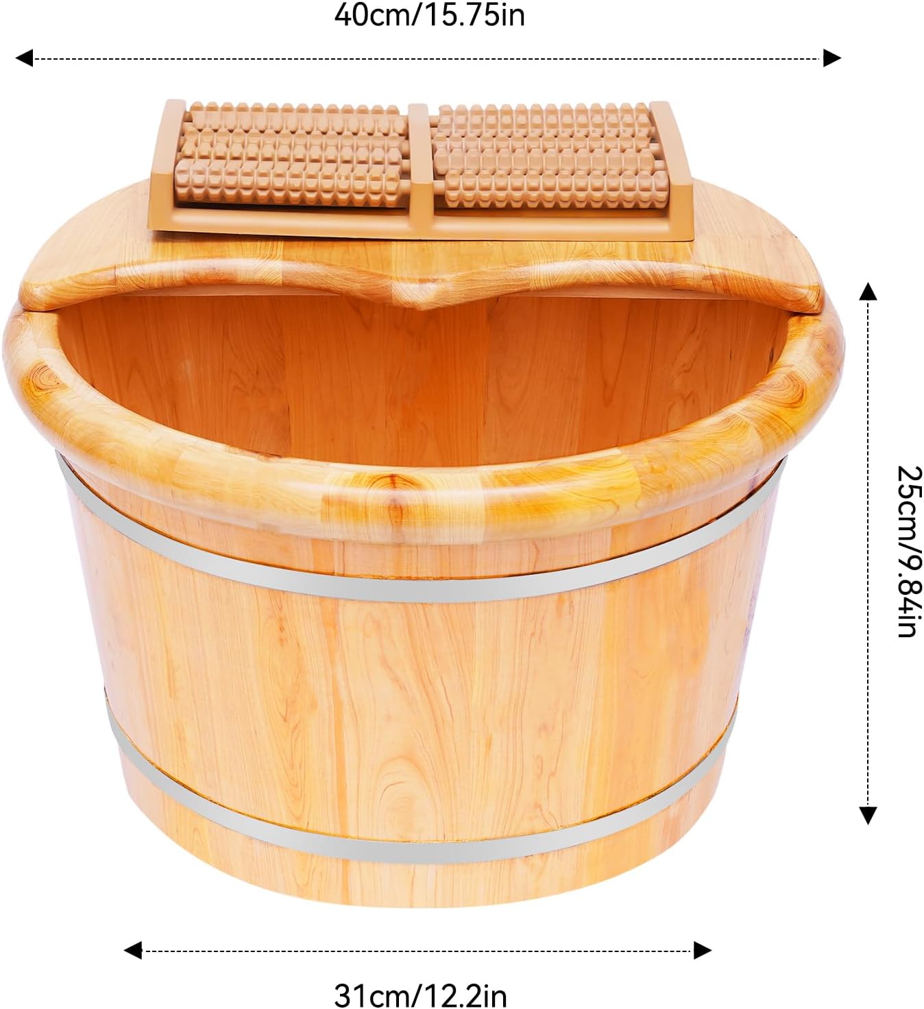 Wooden Foot Baths Bucket, Foot Massage Barrel, Thickened Spa Soaking Tub for Relaxation, Washing and Sauna, Relaxation, Wooden Foot Soaking Tub with Heat Retention