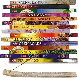 Hem Incense Sticks Variety Pack of 15 Randomly Selected fragrances,8 Sticks Each, Total 120 Sticks with Raajsee Incense Holder