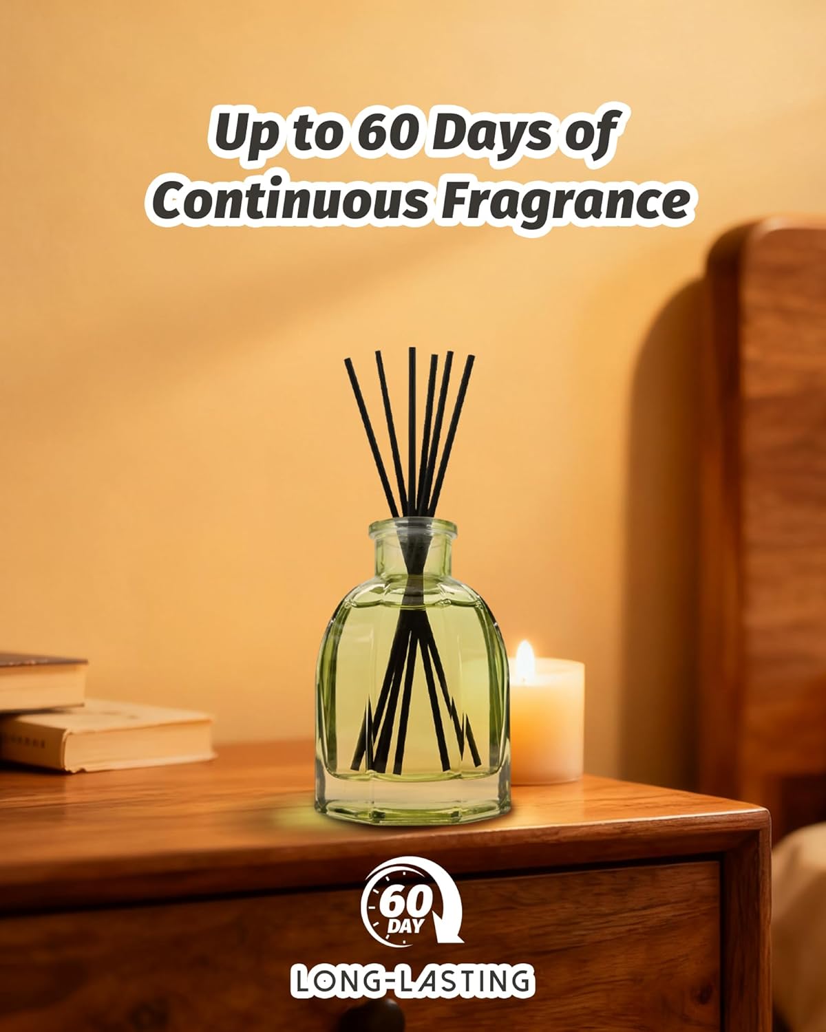 White Jasmine Reed Diffuser Set – 5 fl oz with 6 Sticks, Soft Floral Home Fragrance, Flameless Minimalist Glass Diffuser for Bathroom, Bedroom, Office, Hotel Aesthetic Decor & Gift