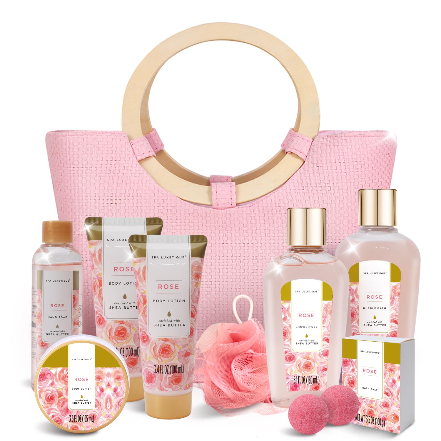 spa luxetique Spa Gift Baskets for Women - 10PCS Rose Bath Sets for Her Birthday,Mother's Day Gifts for Women,Mother,Wife,Girlfriend