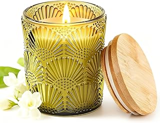 Crenovo Jasmine Scented Candle, 100% Soy Candle 30 Hours Burn, Candle Gifts for Men and Women Valentine Mother’s Day, Friendship Funny Gift for Home Decoration 5oz
