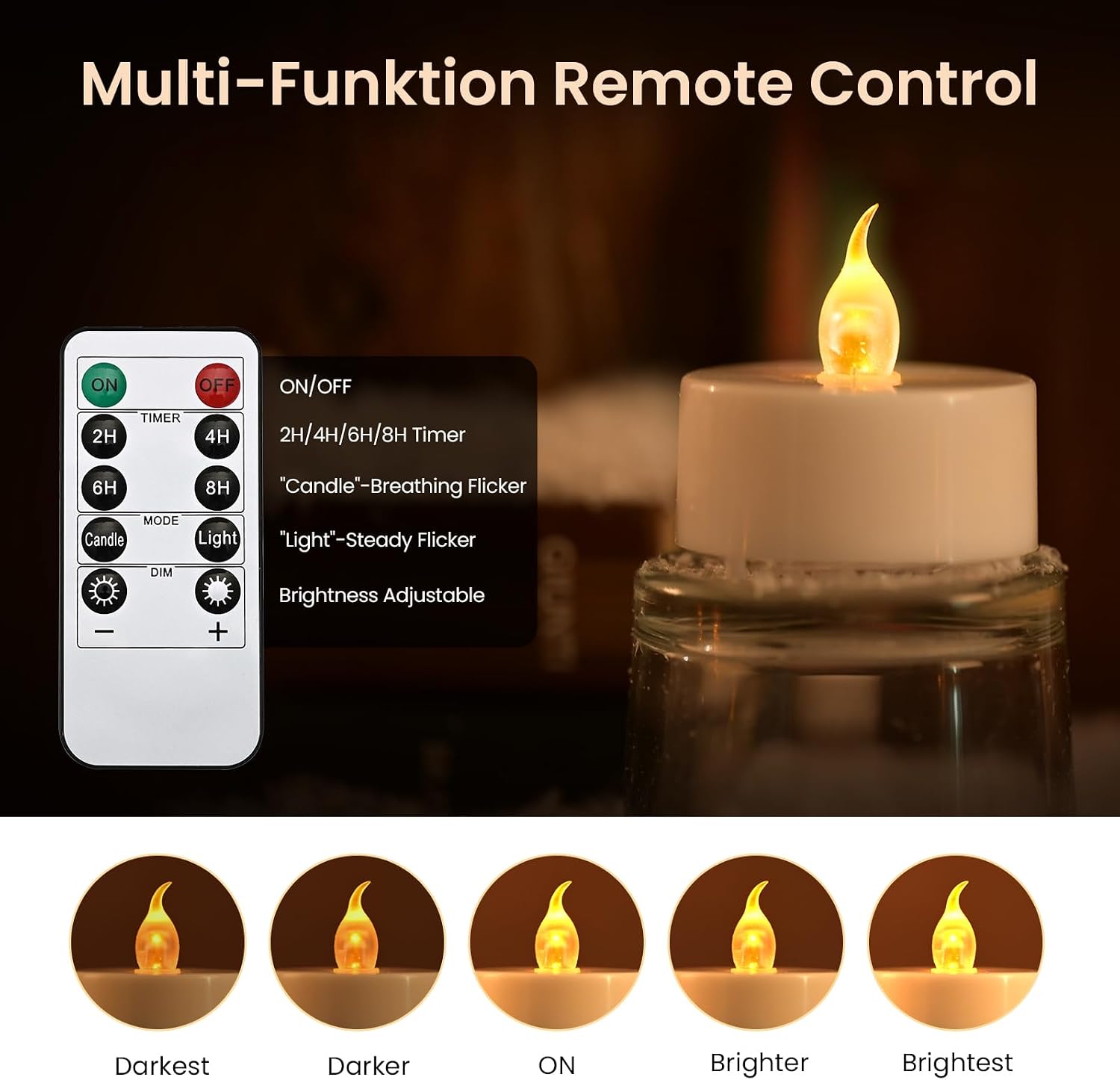 JOSU 24PCS Flameless Tea Lights Candles with Remote Timer, Led Battery Operated Electric Votive Candle for Wedding Centerpiece Table Decorations, Flickering Tealight Candles for Halloween Party Decor