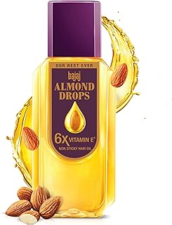 Bajaj Almond Drops Hair Oil, Almond Oil Enriched with 6X Vitamin E, Light and Non-Sticky, Hair Fall Control | 10.14 fl.oz (300ml)