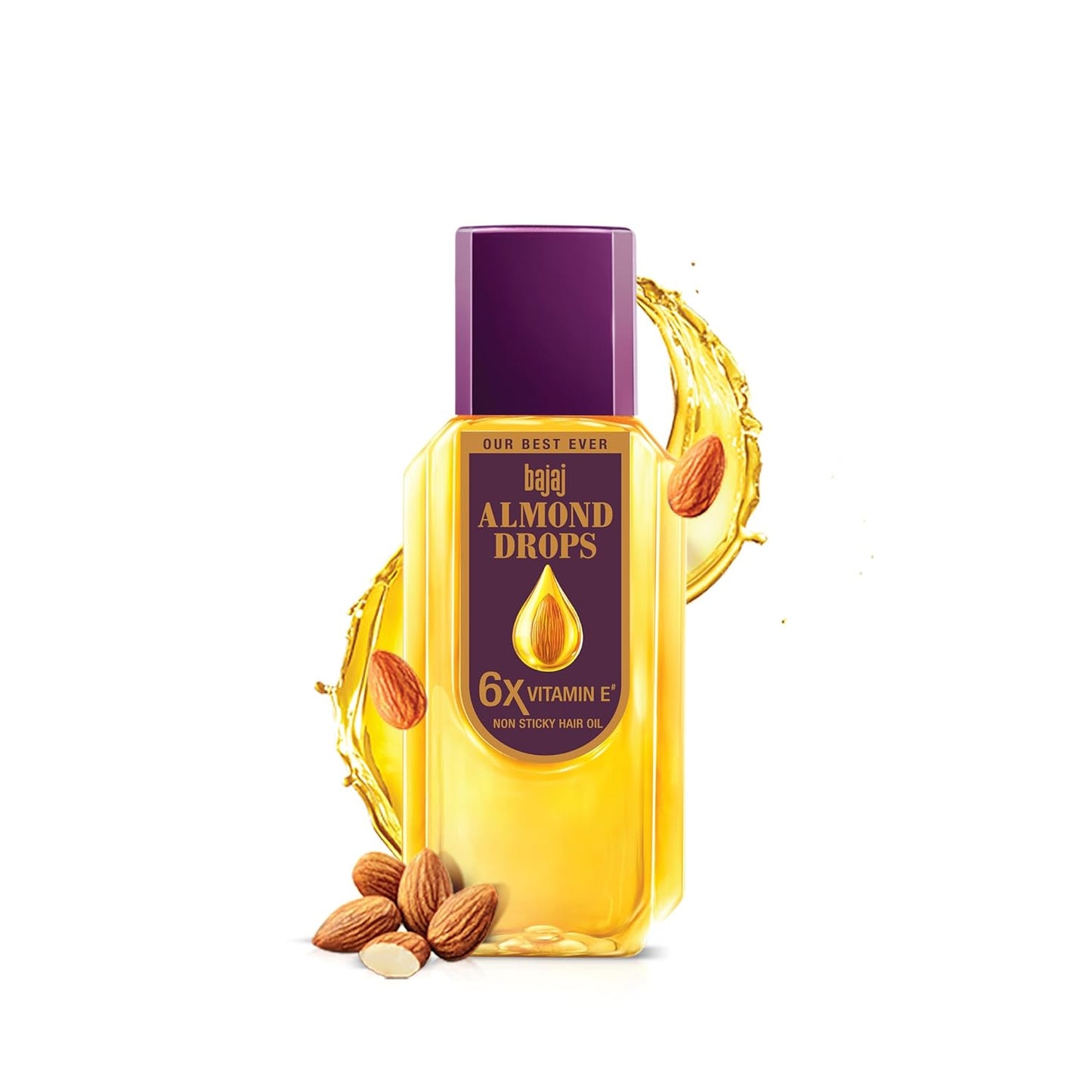 Bajaj Almond Drops Hair Oil, Almond Oil Enriched with 6X Vitamin E, Light and Non-Sticky, Hair Fall Control | 10.14 fl.oz (300ml)