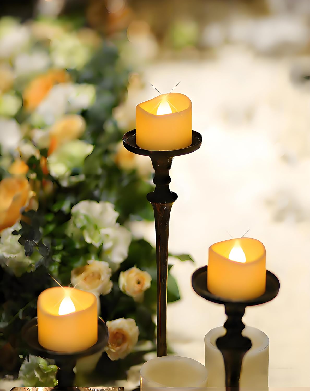 Gmnee 24Pcs Tea Lights Battery Operated, 200+Hours Small LED Candles | Flameless Tealights Candles for Christmas, Wedding, Party, and Halloween Decoration (Battery Included)