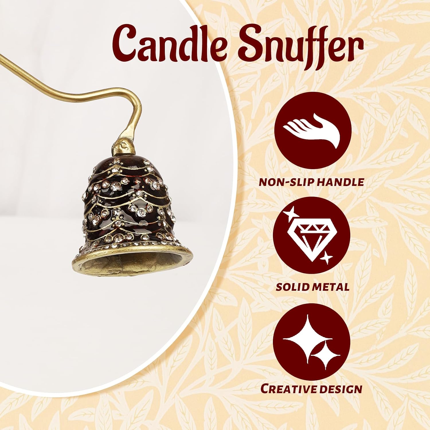 Elegant Royal-Style Candle Snuffer with Pearl Inlay, Candlesnuffers Wick Snuffer Candle Accessory for Putting Out Extinguish Candle (Coffee)