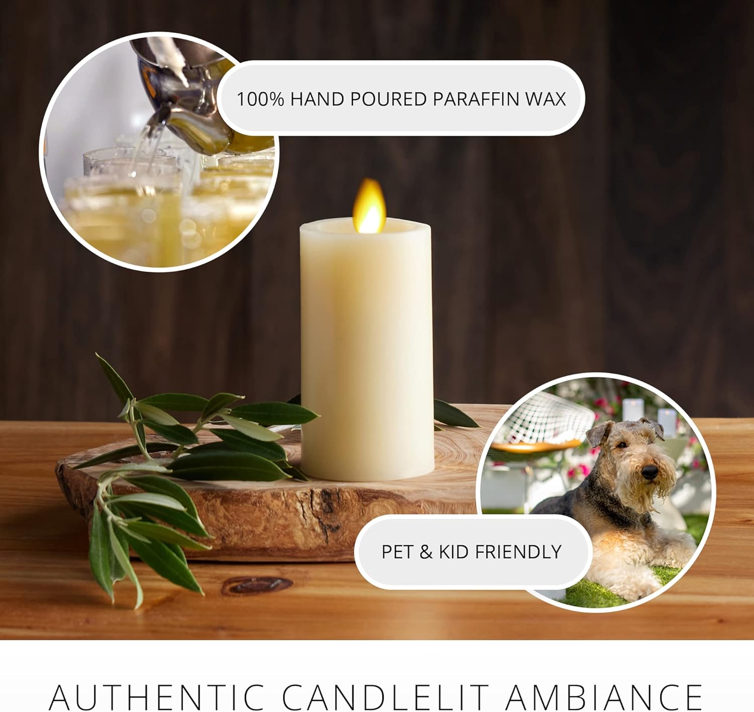 Luminara Classic Slim Flameless LED Candle, Ivory 2" x 4.5, Battery Operated Moving Flame Pillar w/Timer, Safe Realistic Wax Candle, Home Decor