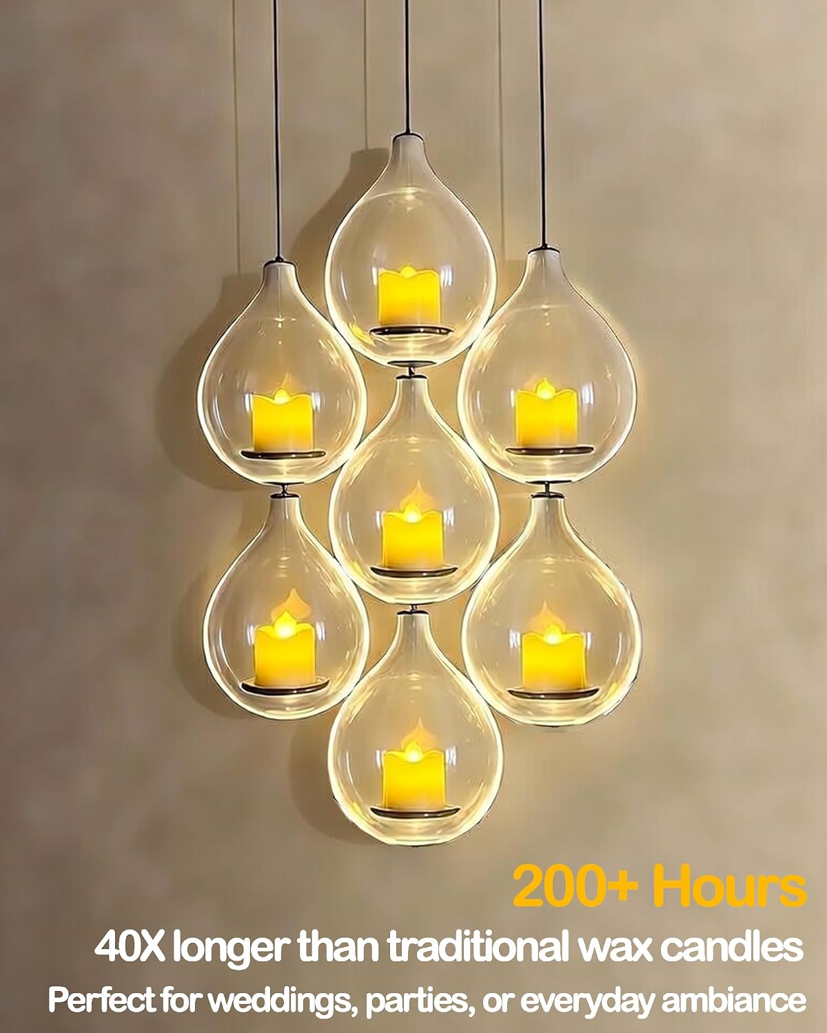 Gmnee 24Pcs Tea Lights Battery Operated, 200+Hours Small LED Candles | Flameless Tealights Candles for Christmas, Wedding, Party, and Halloween Decoration (Battery Included)