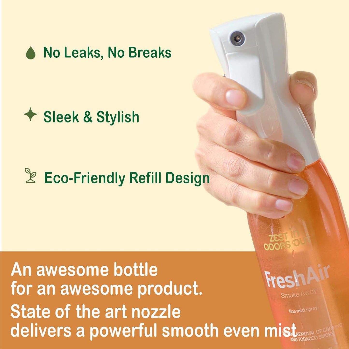House of Zest FreshAir SmokeAway Smoke Odor Eliminator Spray for Home, Car & Office – Eliminates Tobacco, Cigarette, Cigar, Cannabis & Cooking Odors, Plant-Based, Light Citrus, 16 Fl Oz (Pack of 2)