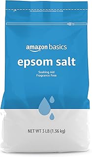 Amazon Basics Epsom Salt Soak, Unscented, Magnesium Sulfate USP, Muscle and Feet Relaxation, Resealable Bag, 3 Pound