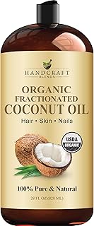 Handcraft Blends Organic Fractionated Coconut Oil | 100% Pure and Natural | Bath & Body Oil | Premium Grade Carrier Oil | Skin | Hair | Body | Massage | Hexane-Free | 28 Fl Oz