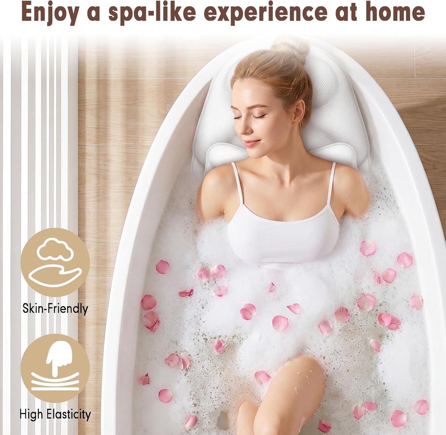 Deluxe Full Body Bath Pillow, Breathable Mesh Bathtub Cushion, Thickened Soft Relaxation Bathtub Pillow, Provides Support for The Neck, Back, and Shoulders— (Includes Bath Bombs)