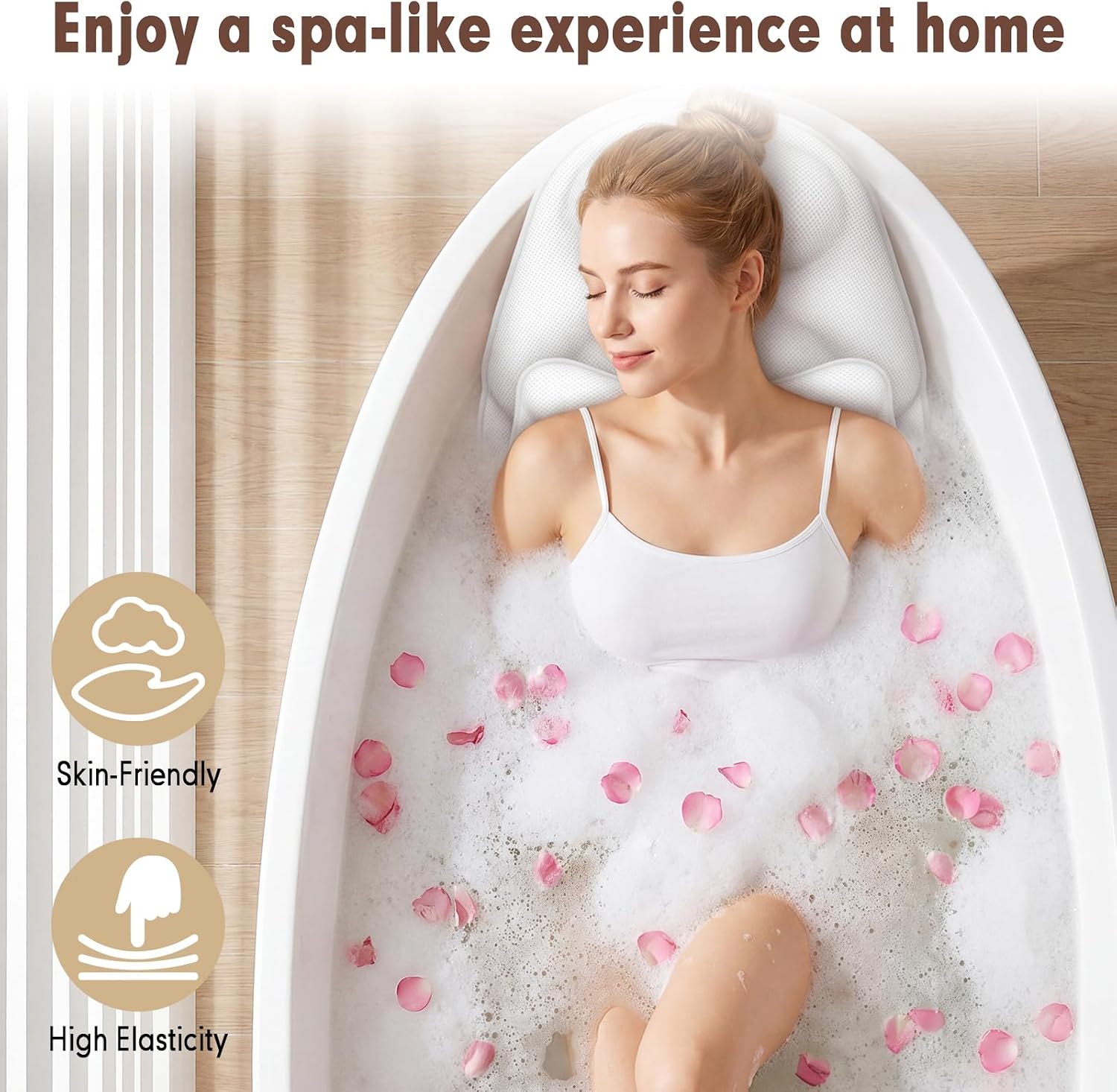 Deluxe Full Body Bath Pillow, Breathable Mesh Bathtub Cushion, Thickened Soft Relaxation Bathtub Pillow, Provides Support for The Neck, Back, and Shoulders— (Includes Bath Bombs)