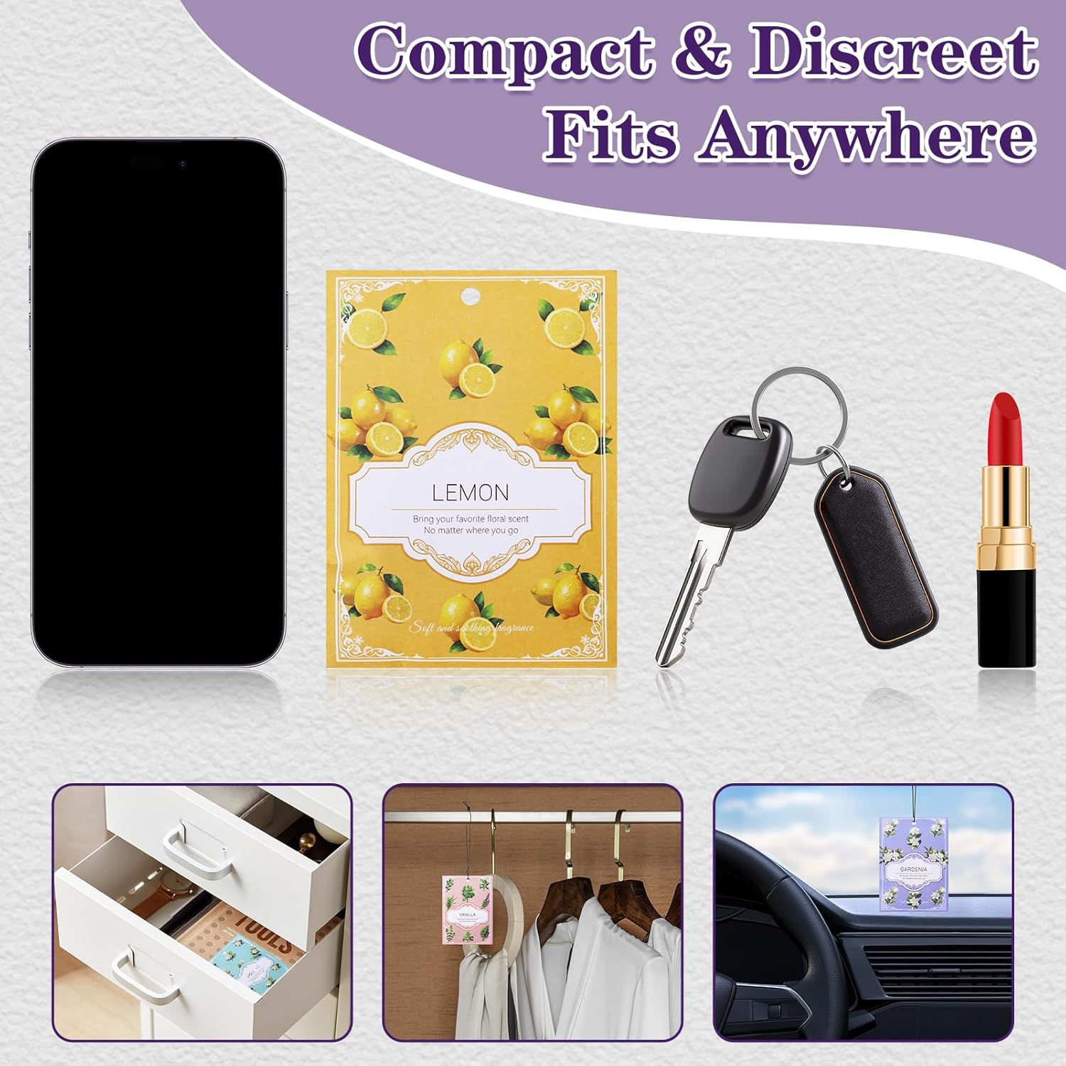 Mint Sachets for Drawers and Closets - 12 Pack Long Lasting Odor Eliminator Bags, Natural Fresh Scent for Wardrobe, Storage, Car & Home, Air Freshener Sachets