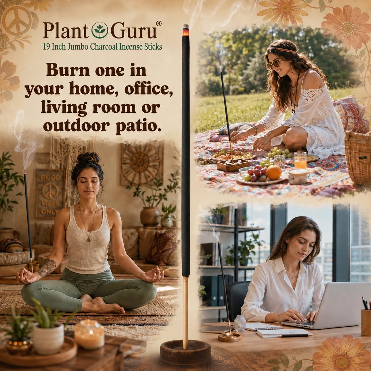 Egyptian Musk Exotic Incense Sticks Jumbo 19 Inch Long - Bulk 1 Bundle 27 to 30 Sticks - Natural 19" Extra Large with A Smooth Aroma That Burns for 3 to 4 Hours Each.