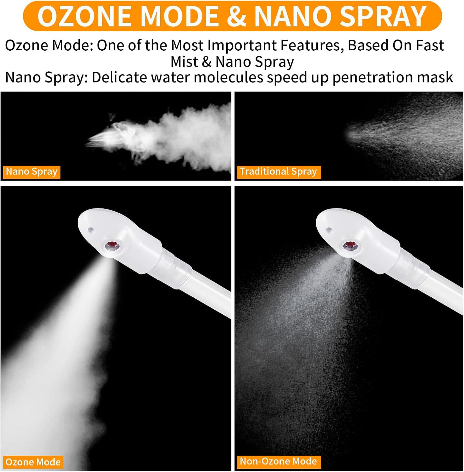 Ozone Facial Steamer, Portable Nano Ionic Face Steamer with LCD Screen, Extendable 360° Rotating Arm, Rotatable Nozzle, Hot Mist Function for Personal Care at Home or Salon