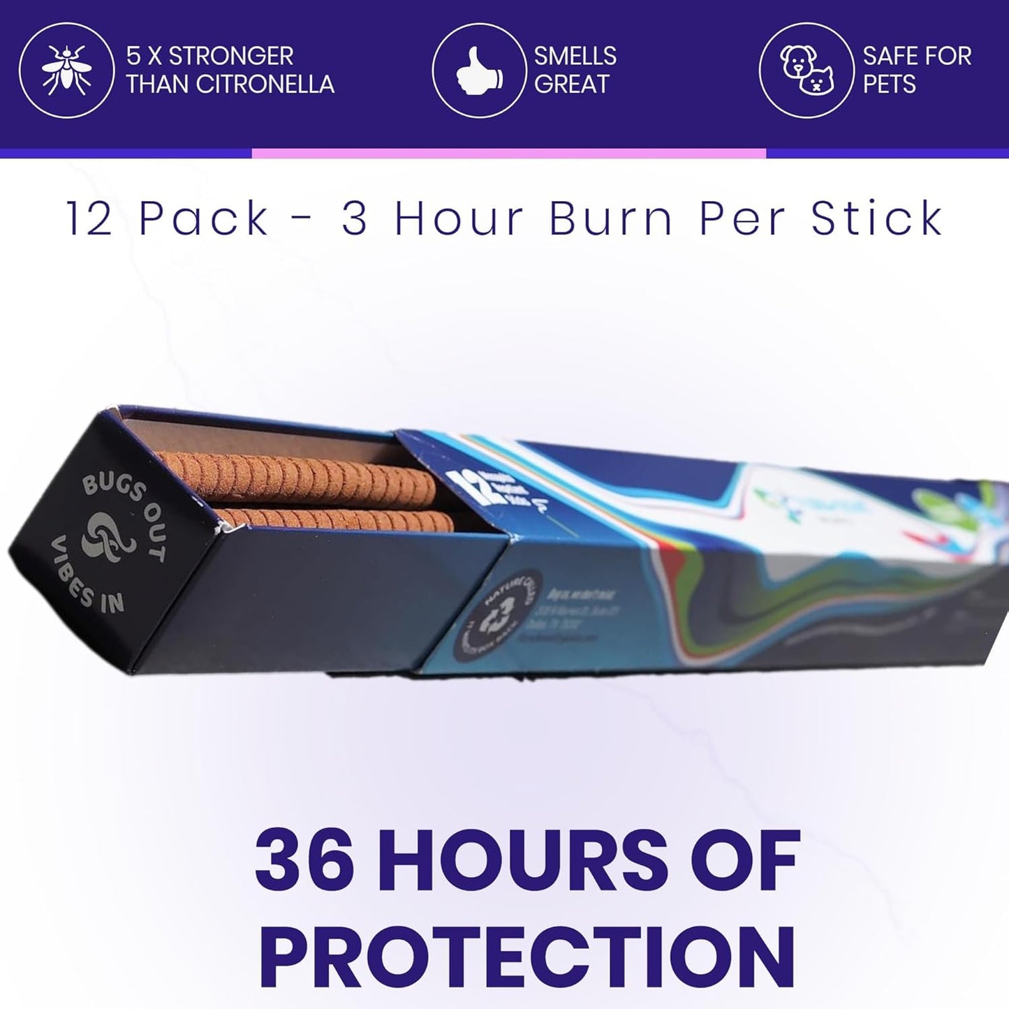 Flora Scent 12-Pack Insect & Mosquito Repellent Incense Sticks – Organic, Natural Outdoor Protection – Long-Lasting Bug Defense – Made in USA