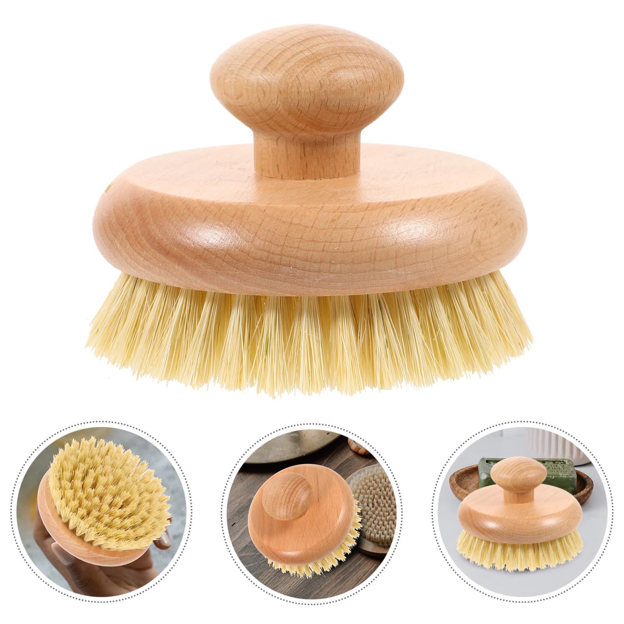 Shower Brush Handle Back Scrubber Body Exfoliator Wood Body Brush Bath Shower Brush for Wet or Dry Brushing