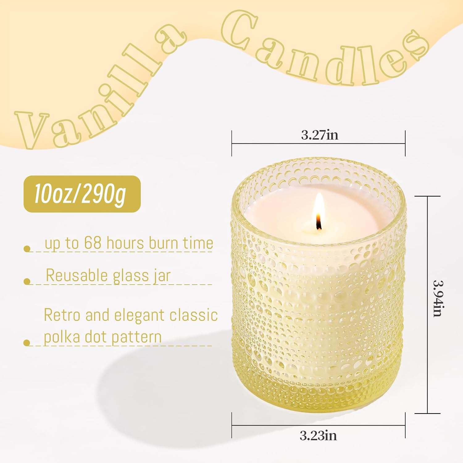 DARJEN Vanilla Candles for Home- 10oz 68H Natural Soy Wax Aromatherapy Jar Candle with Strong Scent, Decorative Aesthetic Candles for Living Room, Gathering, Kitchen, Luxury Gift for Women