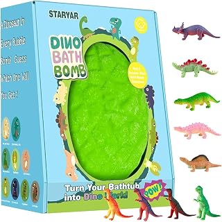 Bath Bombs for Kids with Surprise Dinosaur Toys Inside, XXXL Dinosaur Bath Bombs Gift, Birthday Gifts for Kids, Dino Eggs Filled Bath Toys for Boys 3 4 5 6 7