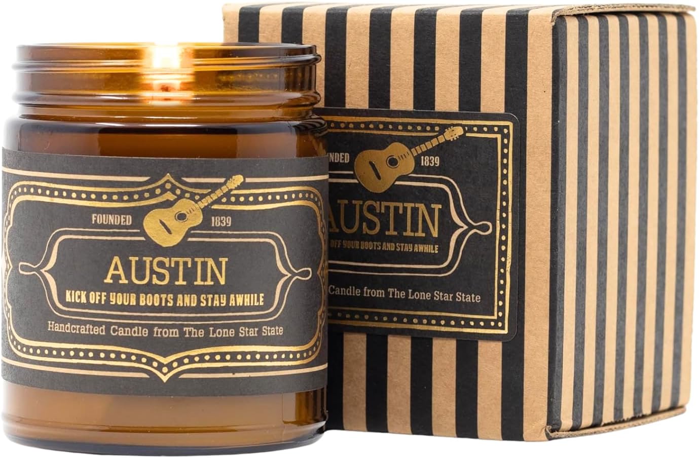 Jackson Vaughn Scented Texas Candle | Aromatherapy Long Lasting Candles Home Fragrance Decor Gifts Hand Poured Soy Wax Blend Notes of Patchouli, Prairie Grass, Mexican Amber 40 Hr Burn 9oz (Austin)