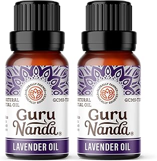 GuruNanda Lavender Essential Oil, 100% Pure, Natural & Undiluted Aromatherapy Oil for Diffusers, Massage & DIY Recipes, Aids in Feeling of Relaxation and Calmness (2X0.5 Fl Oz)