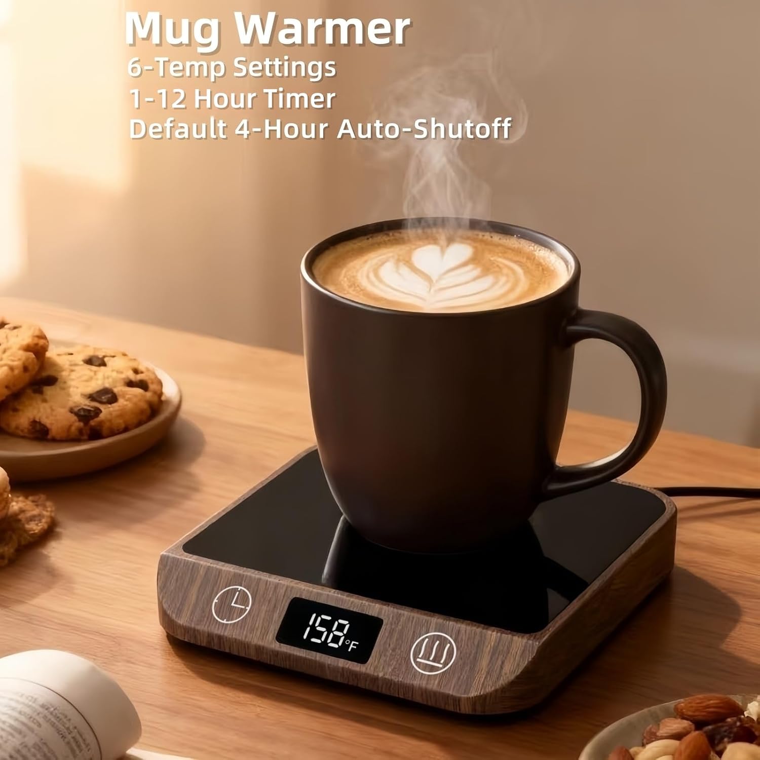 Coffee Mug Warmer & Candle Warmer 2-in-1, 6 Temps, 12-Hr Timer & Auto Shut-Off, 46W Electric Smart Cup Warmer for Desk, Coffee Gifts for Women Men & Home Office