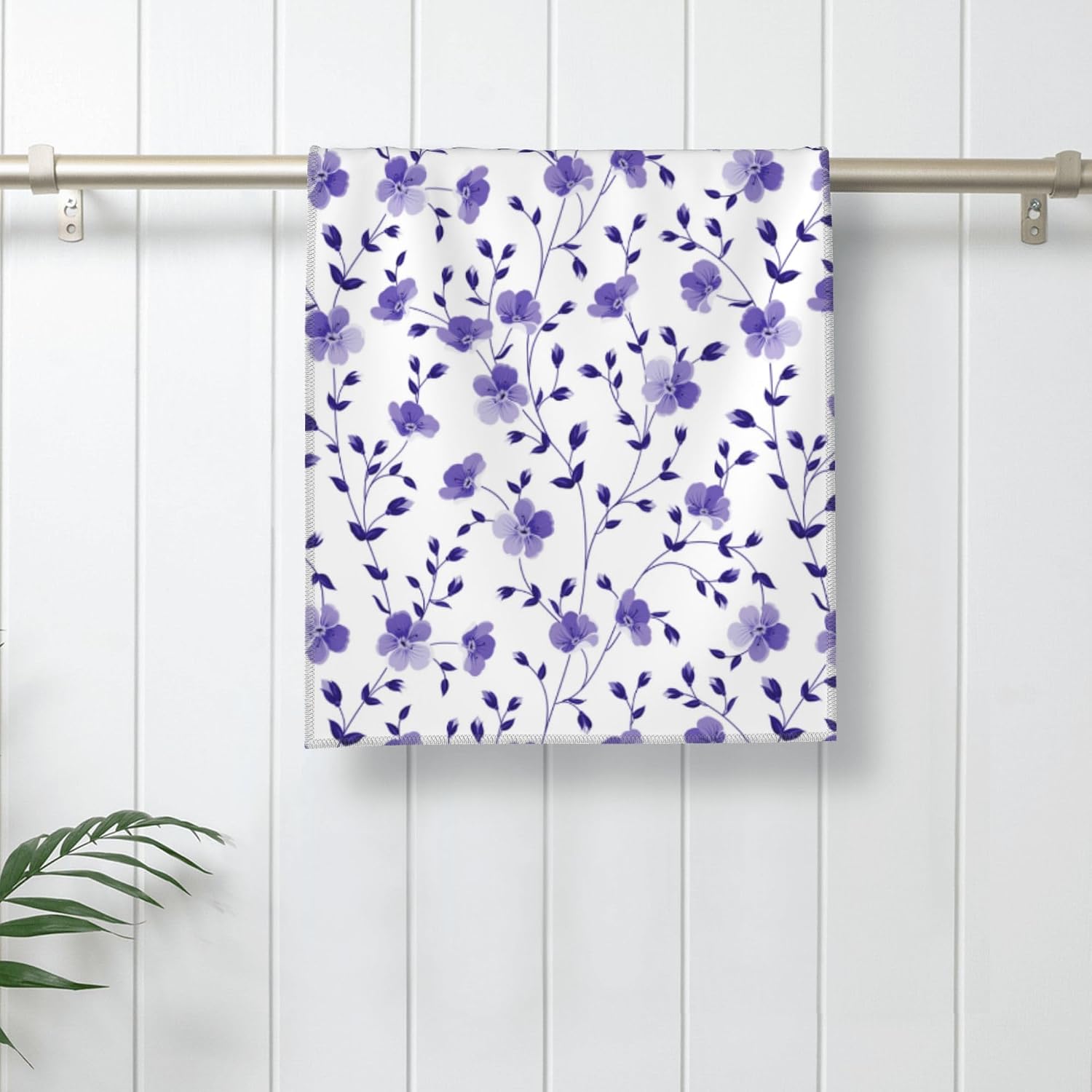 Purple Floral Bath Hand Towels, Absorbent Purple Bathroom Hand Towels Decorative Set for Bathroom Gym Hotel Spa, Housewarming Gifts for New Home Women