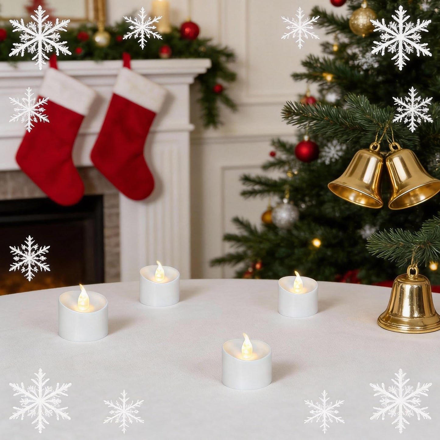 24 Pack LED Tea Lights, Last 100H+, Warm White Flickering Light