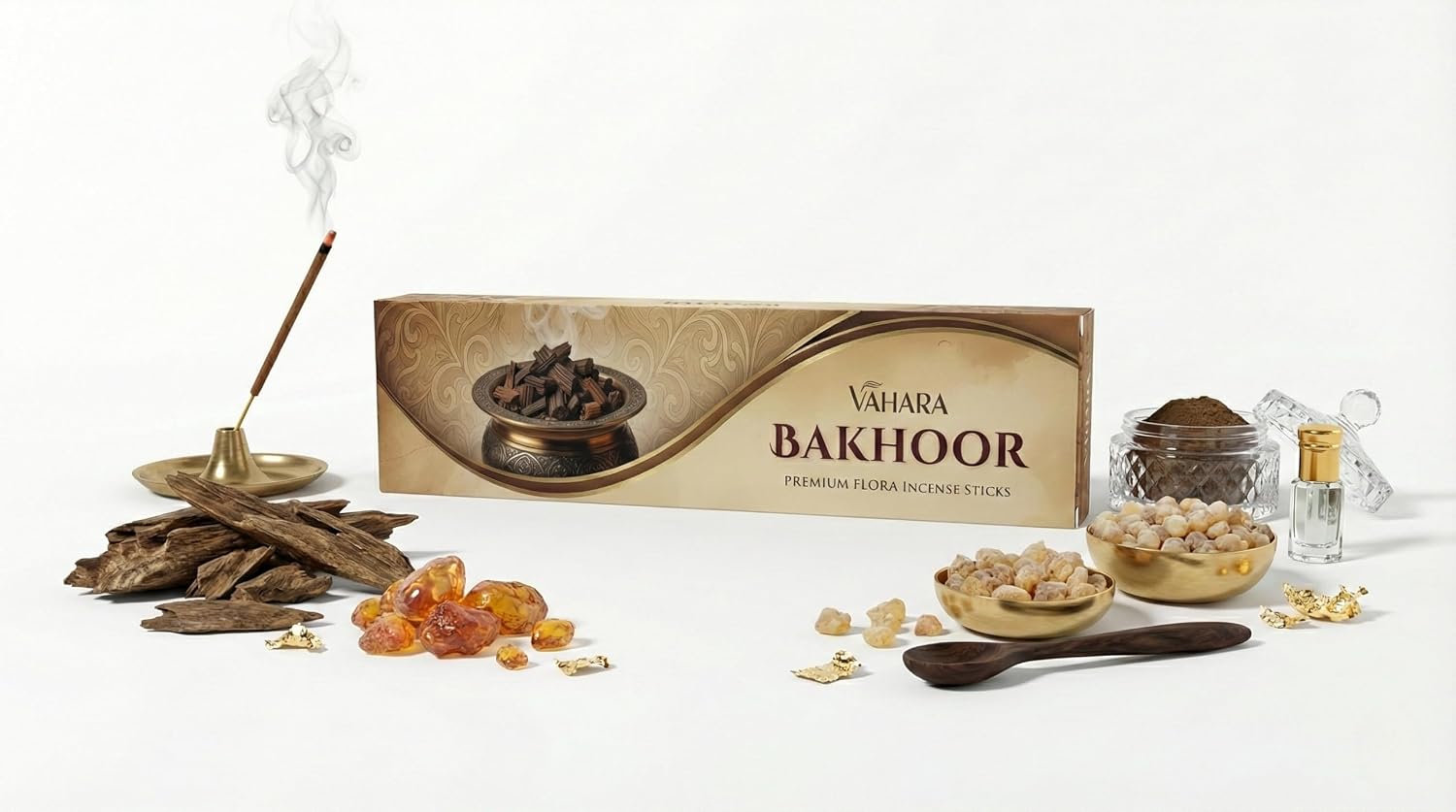 Premium Vahara Bakhoor Incense Sticks Oud, Resin & Amber Aroma for Home, Meditation, Relaxation, Prayer & Aromatherapy Long Burning Handcrafted Incense (100g)