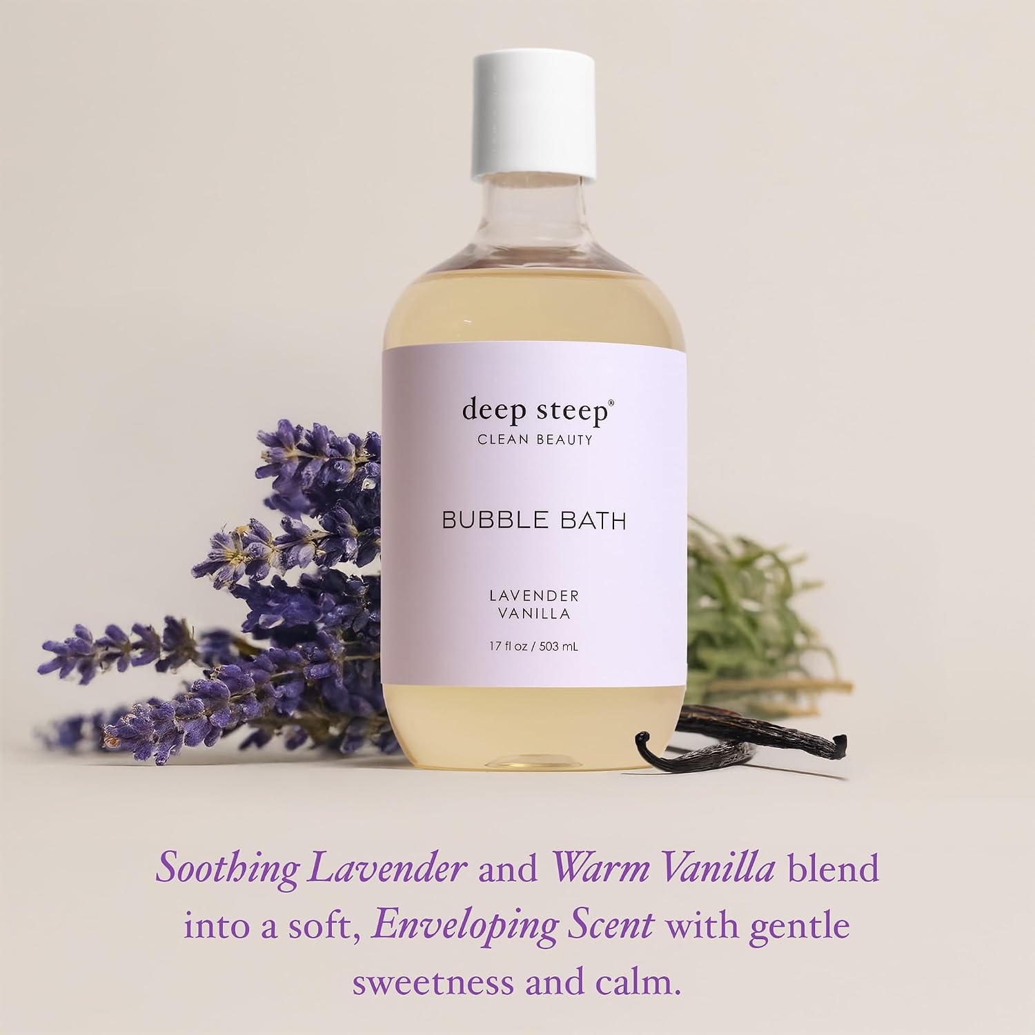 Deep Steep Bubble Bath, Lavender Vanilla 17 oz (Pack of 2) – Hypoallergenic, Clinically Tested Soothing Soak with Shea Butter & Argan Oil – Sulfate-Free