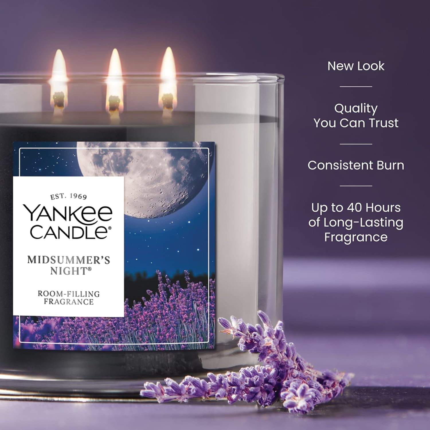 Yankee Candle Mid Summer's Night Scented Candle, 14.5oz 3-Wick Candle Jar with up to 40 Hours Burn Time, Giftable