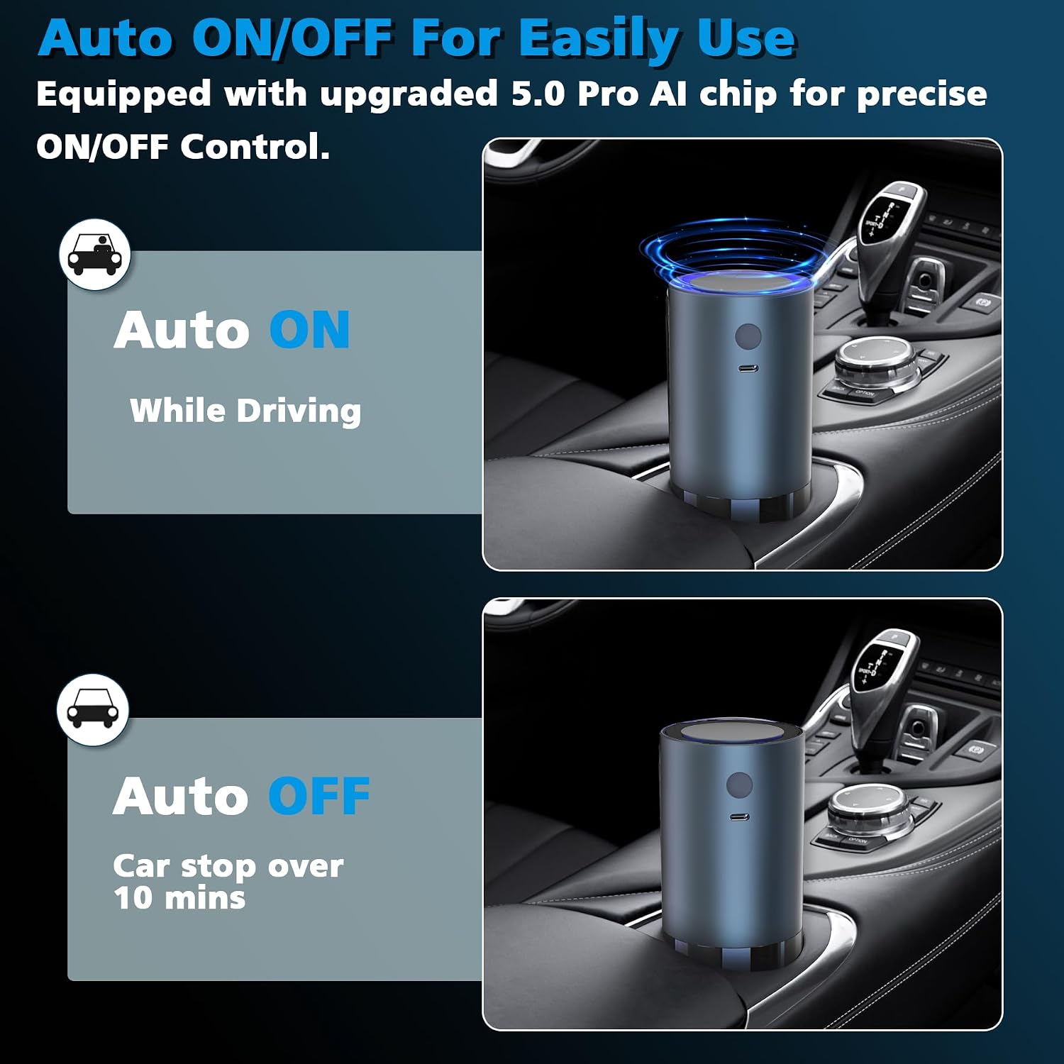 Smart Car Air Freshener, Car Air Freshener Diffuser with 100ml Perfume, Auto On/Off Intelligent, Rechargeable Aroma Diffuser,Auto Two Spray Modes, Cologne Scent, Light Fragrance Type (Cologne)